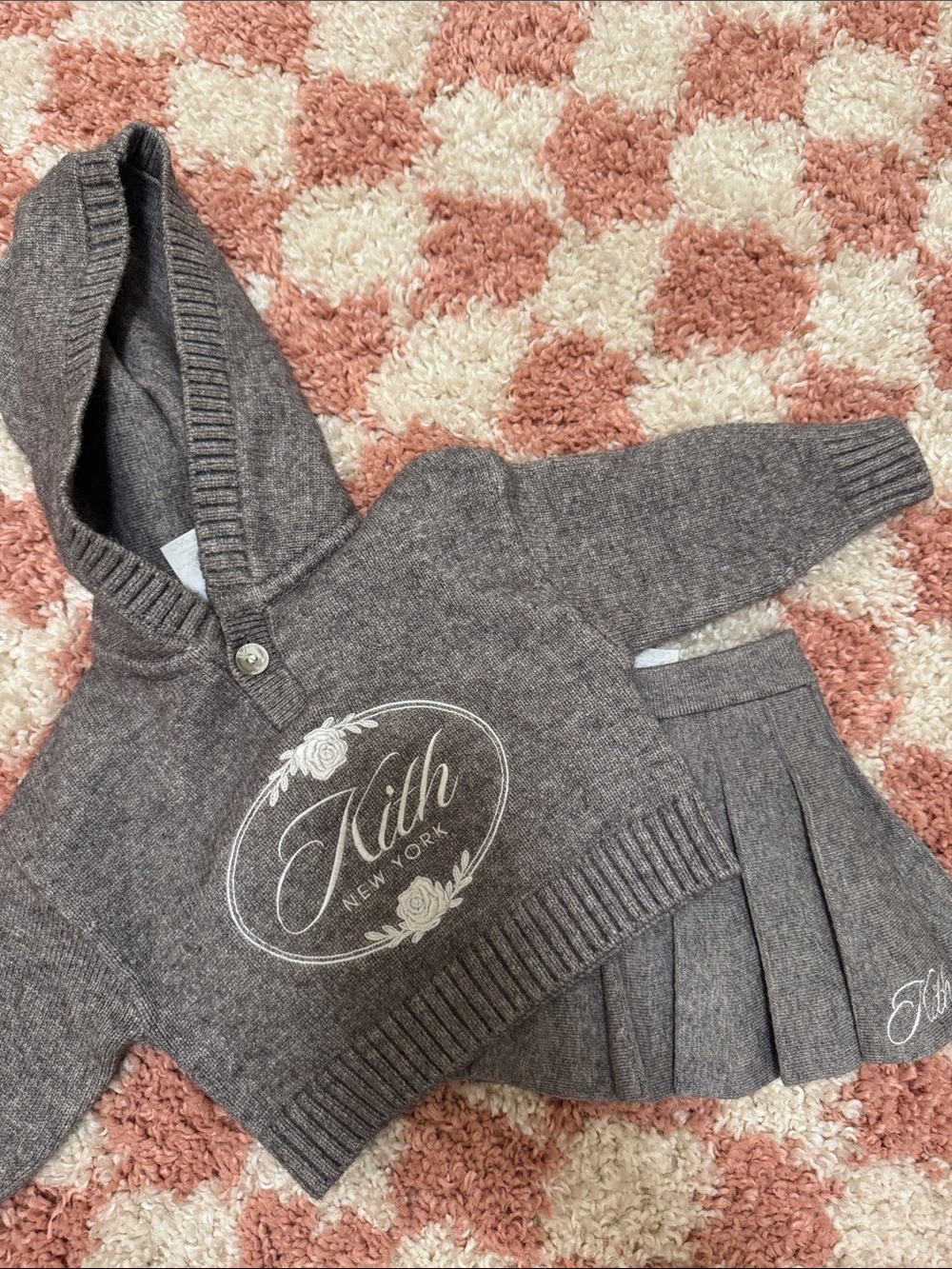 Kith Two-Piece Hooded Sweater and Pleated Skirt Set - 6-9 months LIKE NEW
